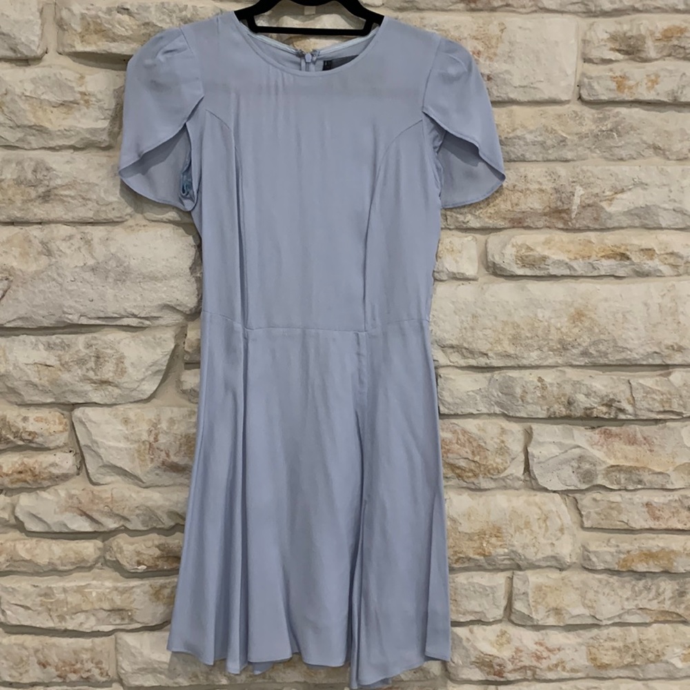 Reformation powder blue fit ‘n flare mini dress, size 0.